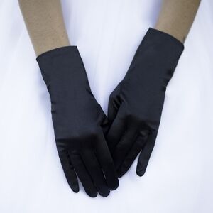 NWT Black Satin Gloves Bridal Dressy‎ Fashion